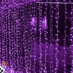 LED Curtain String Lights, 9.8 x 9.8 ft, 8 Modes Plug in Halloween Fairy Light